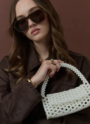 Camilia Beaded Pearl Clutch
