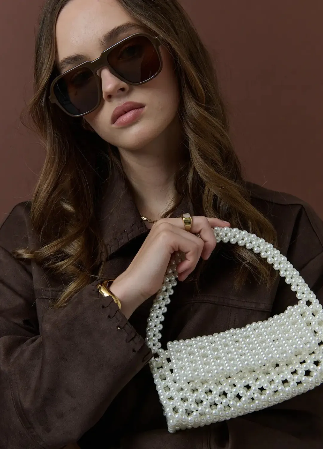 Camilia Beaded Pearl Clutch