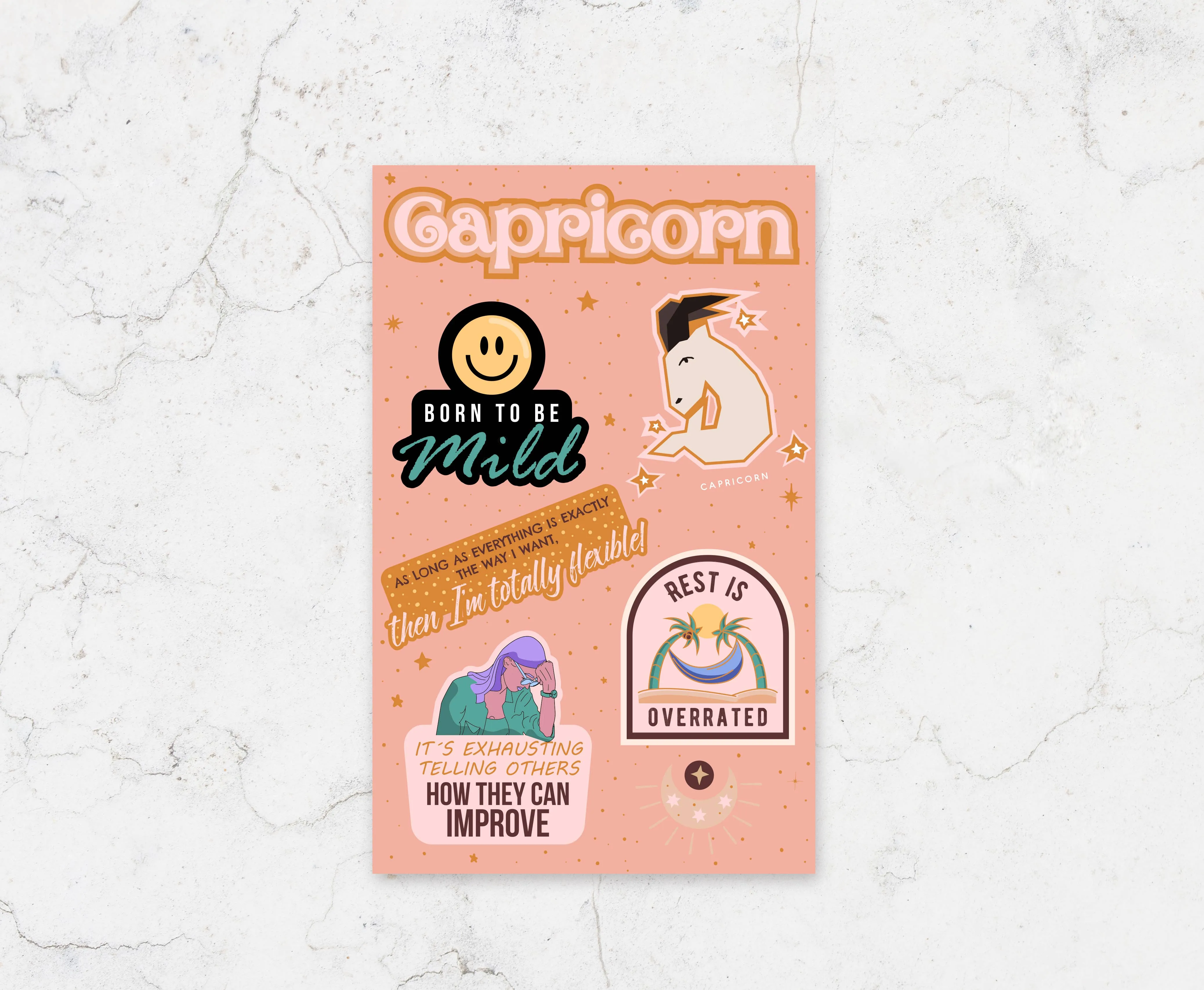 Capricorn Sticker Sheet (funny, astrology, zodiac, horoscope