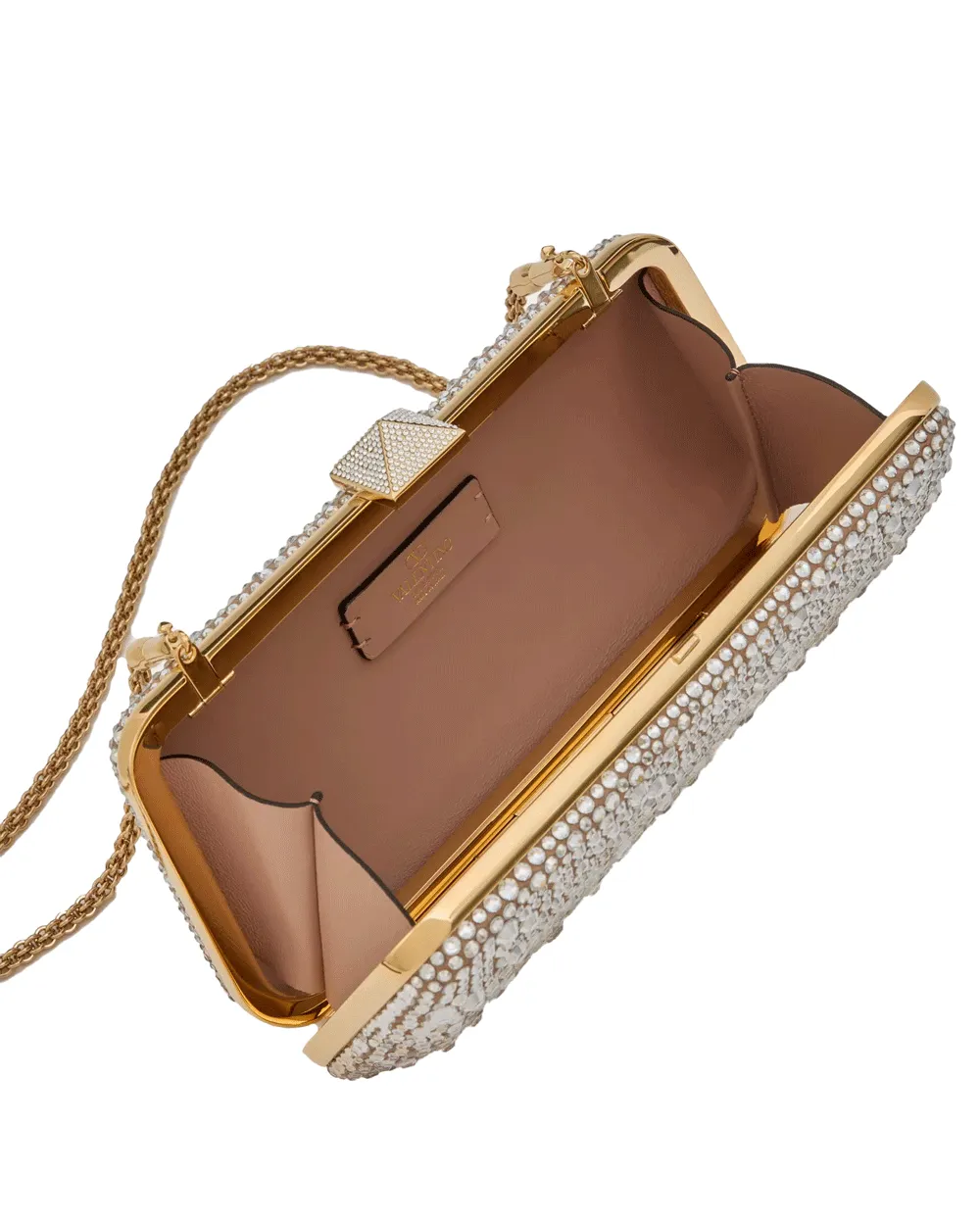 Carry Secrets Rhinestone Minaudiere Clutch in Honey Crystal