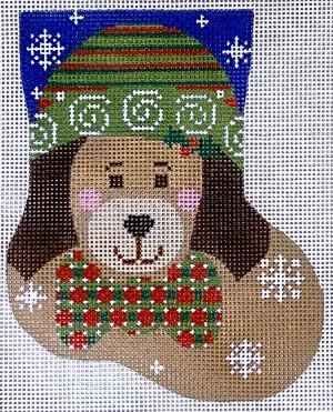 CH-706 - tan dog with bow tie mini stocking