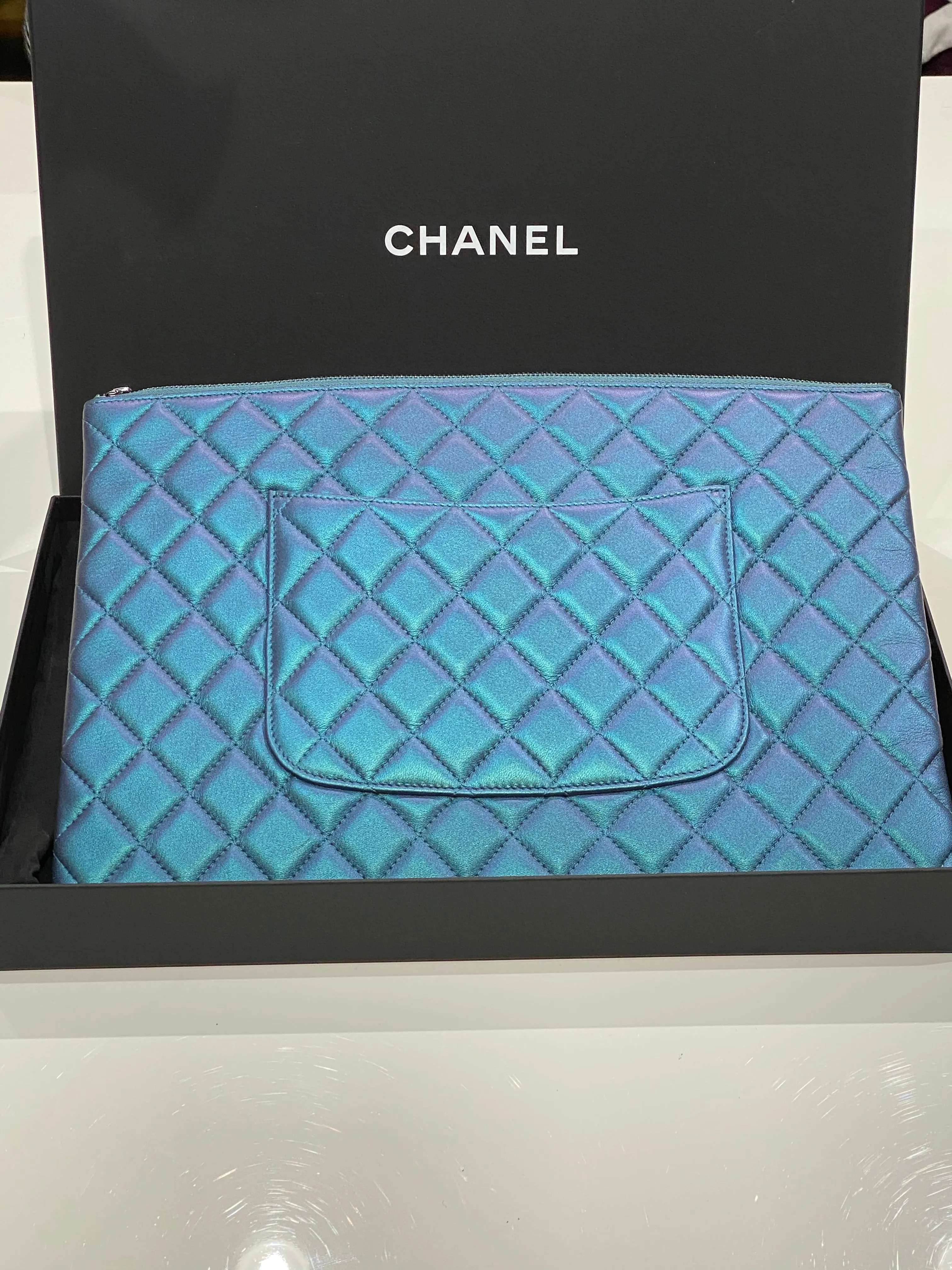 Chanel Beauty CC O-Case- Metallic Lambskin Turquoise