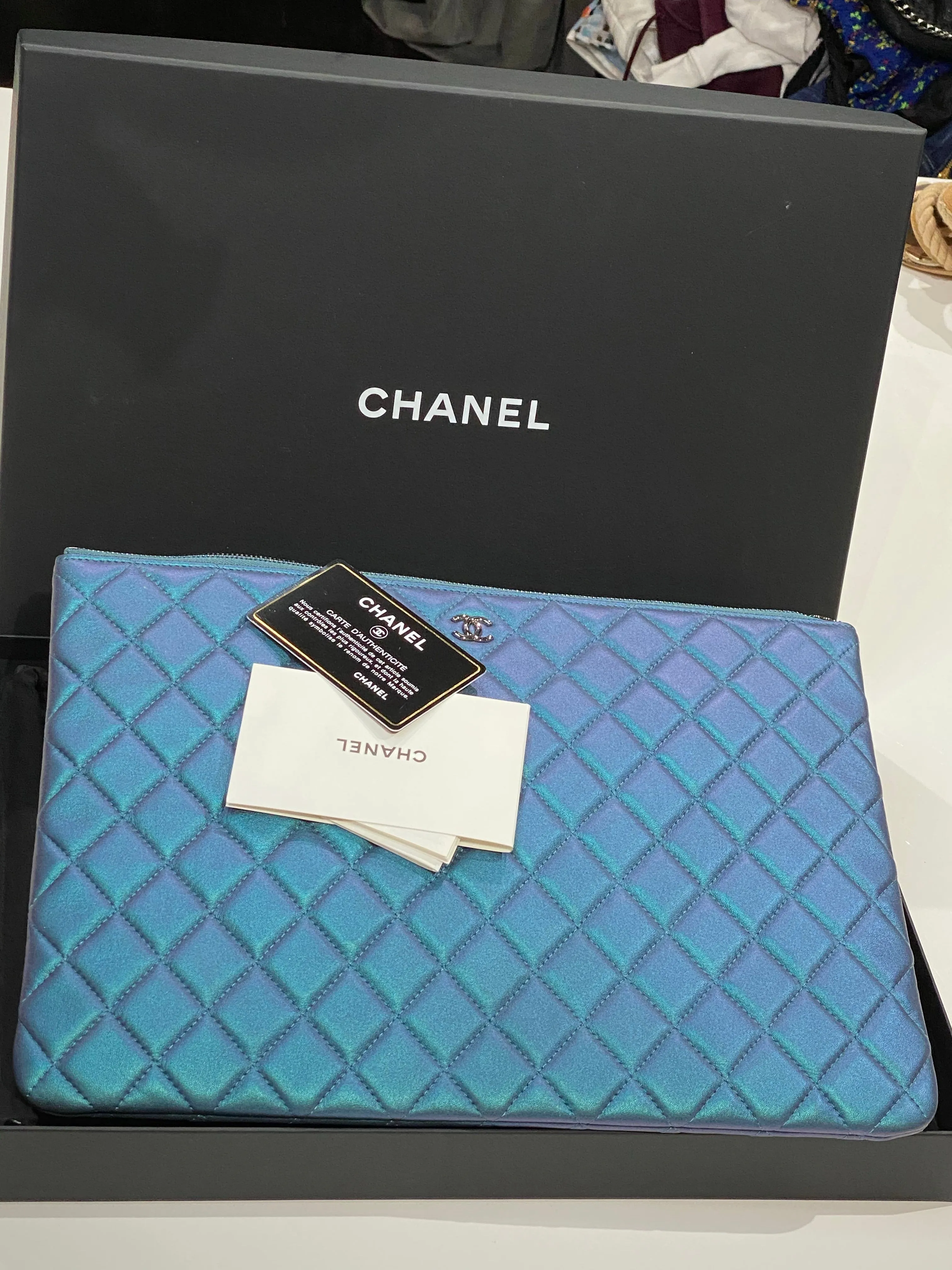 Chanel Beauty CC O-Case- Metallic Lambskin Turquoise