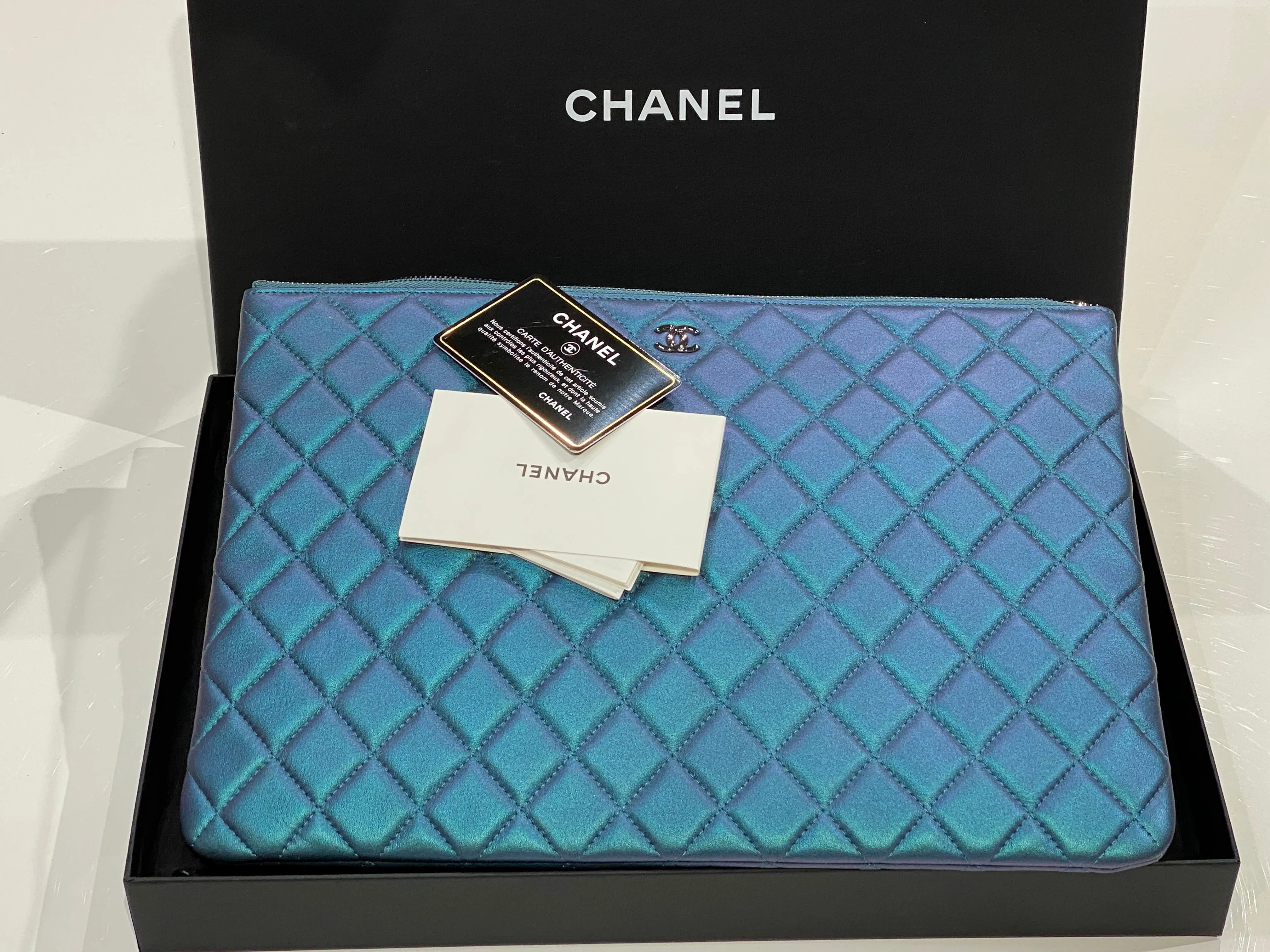 Chanel Beauty CC O-Case- Metallic Lambskin Turquoise