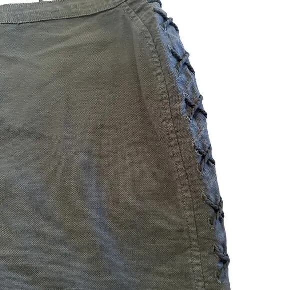 Chaser Womens Faux Lace Up Cotton Blend Utility Mini Skirt Safari Halloween Sz M