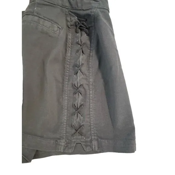 Chaser Womens Faux Lace Up Cotton Blend Utility Mini Skirt Safari Halloween Sz M
