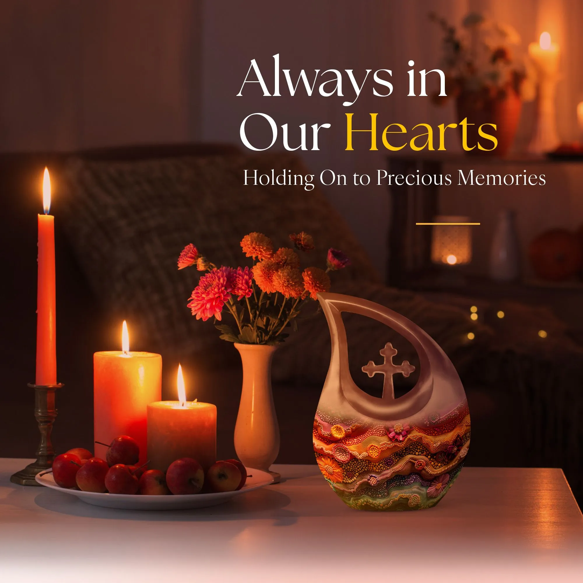 Cherished Harmony: Beaded Waves Couples Memorial Urn