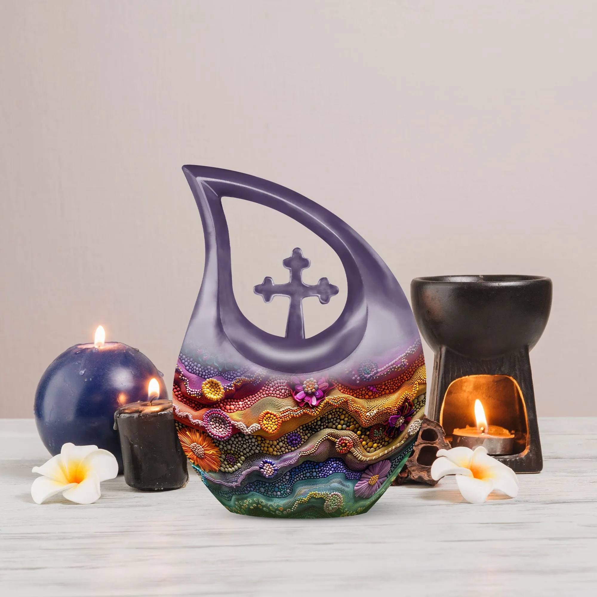 Cherished Harmony: Beaded Waves Couples Memorial Urn