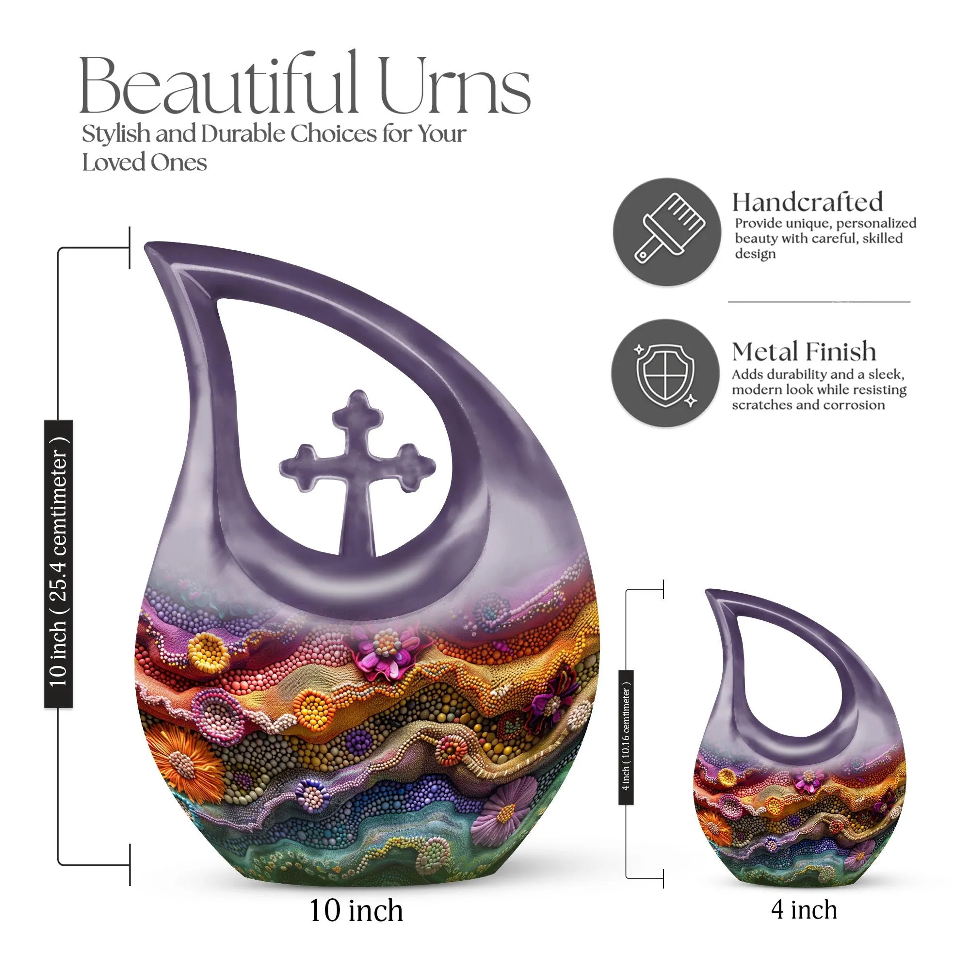 Cherished Harmony: Beaded Waves Couples Memorial Urn