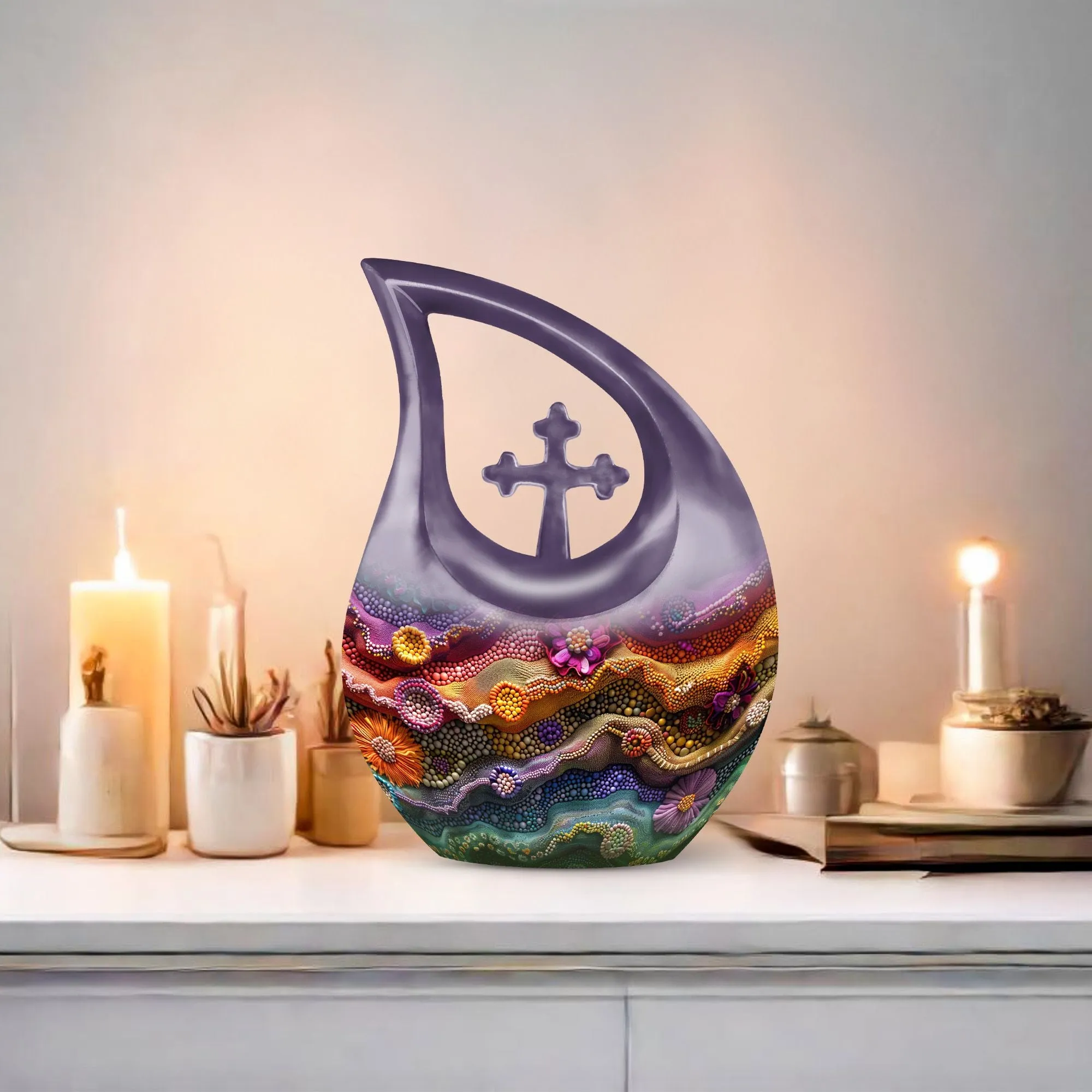 Cherished Harmony: Beaded Waves Couples Memorial Urn
