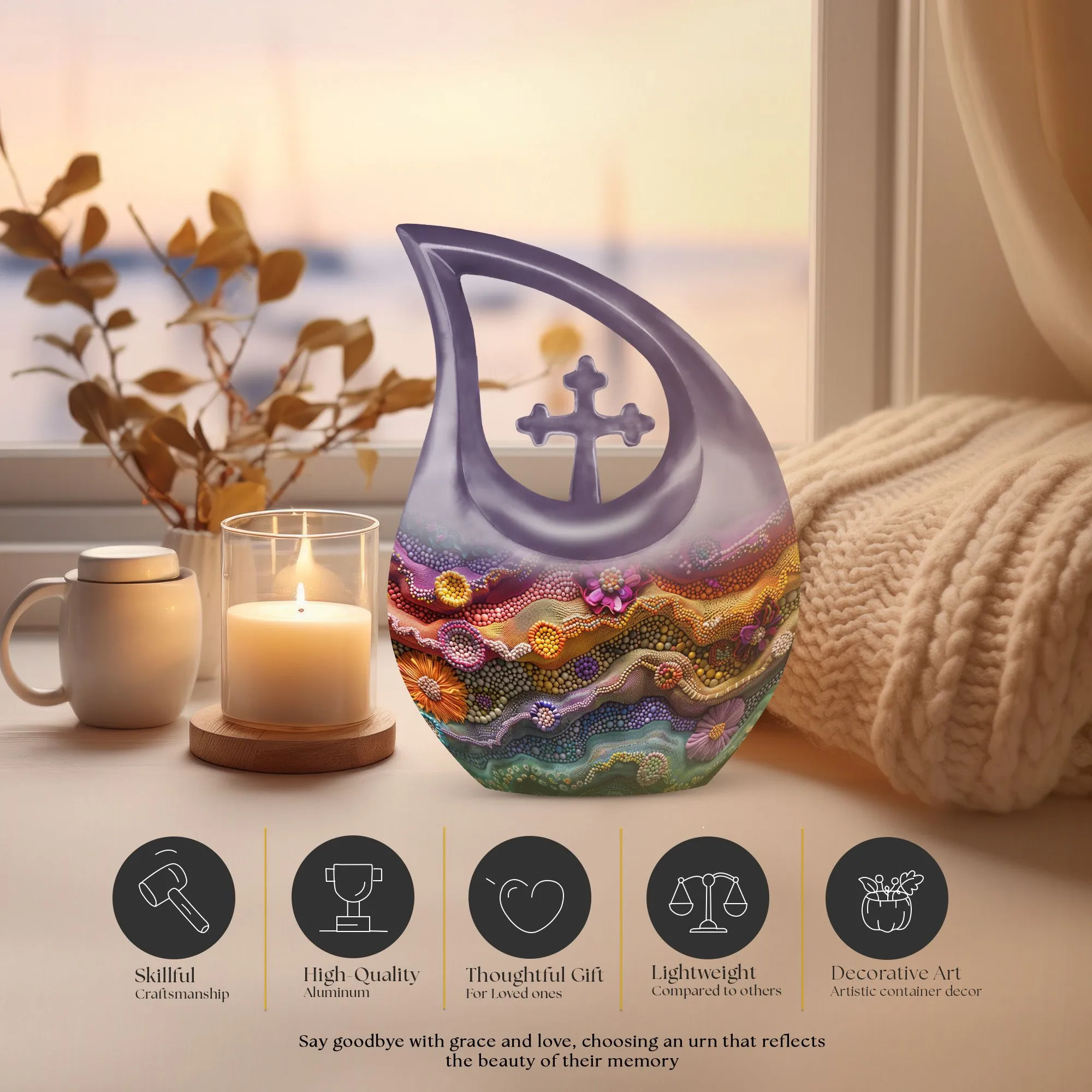 Cherished Harmony: Beaded Waves Couples Memorial Urn
