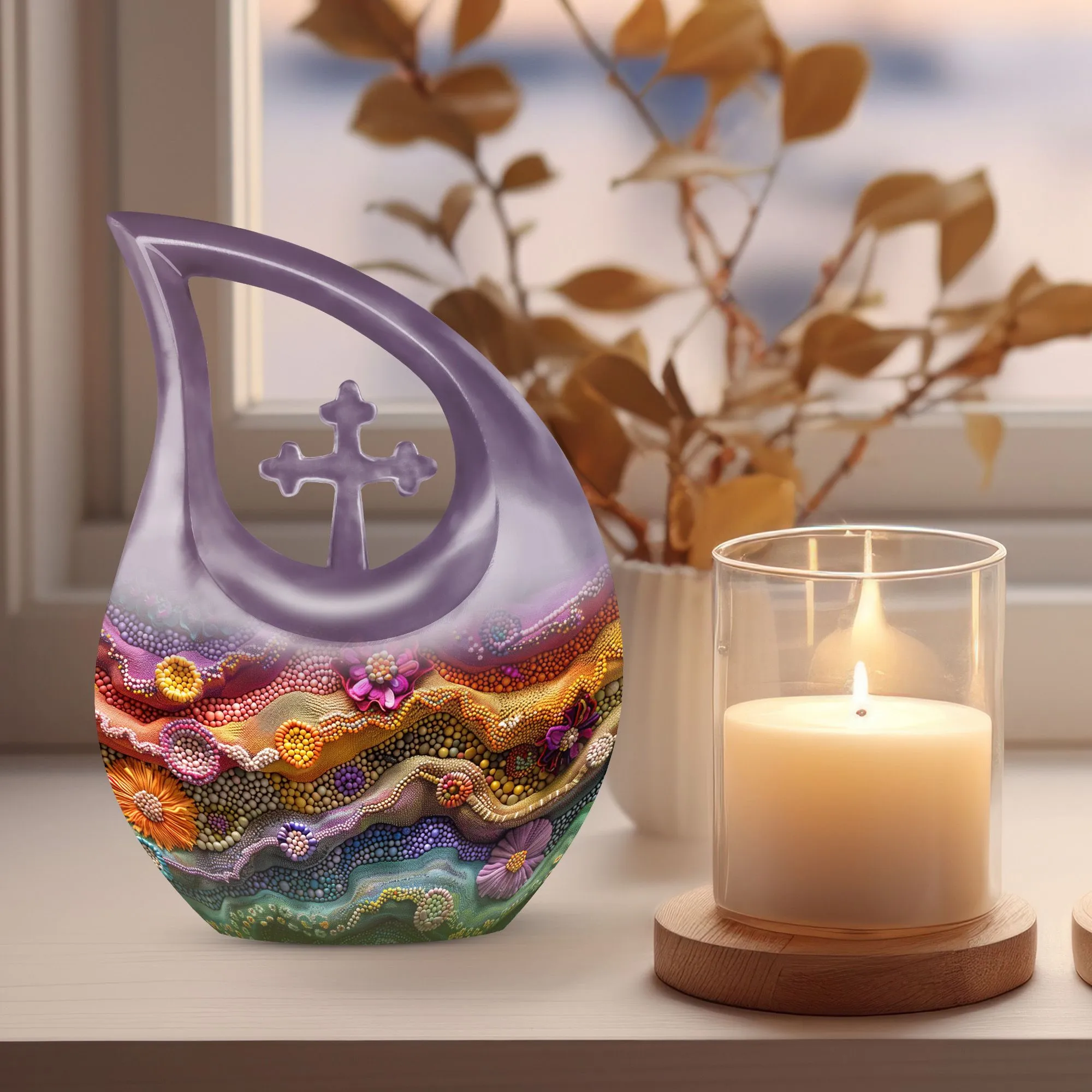 Cherished Harmony: Beaded Waves Couples Memorial Urn