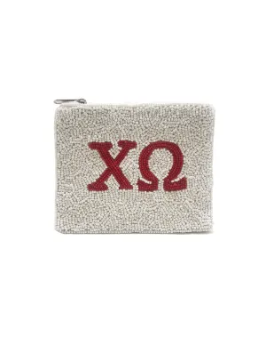 CHI OMEGA BEADED POUCH