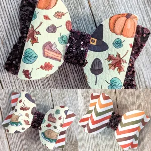 Choice of Thanksgiving Faux Leather Glitter Bow