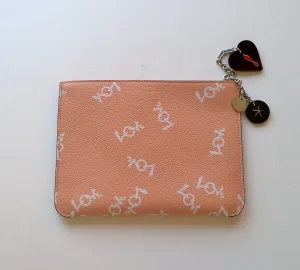 Christian Louboutin Loubicute Love Peach Leather Pouch with Charms