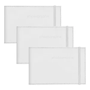 Citi Leather White Pocket Photo Wallet - 3 Pack Bundle