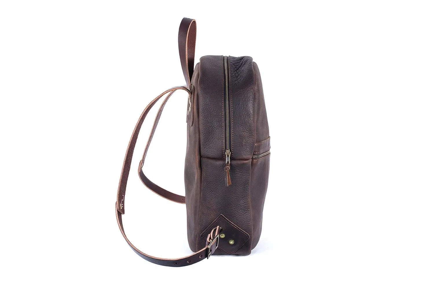 CLASSIC ZIPPERED LEATHER BACKPACK - MOCHA - IN STOCK