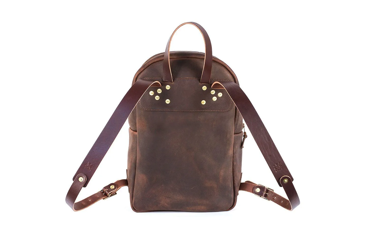 CLASSIC ZIPPERED LEATHER BACKPACK - MOCHA - IN STOCK