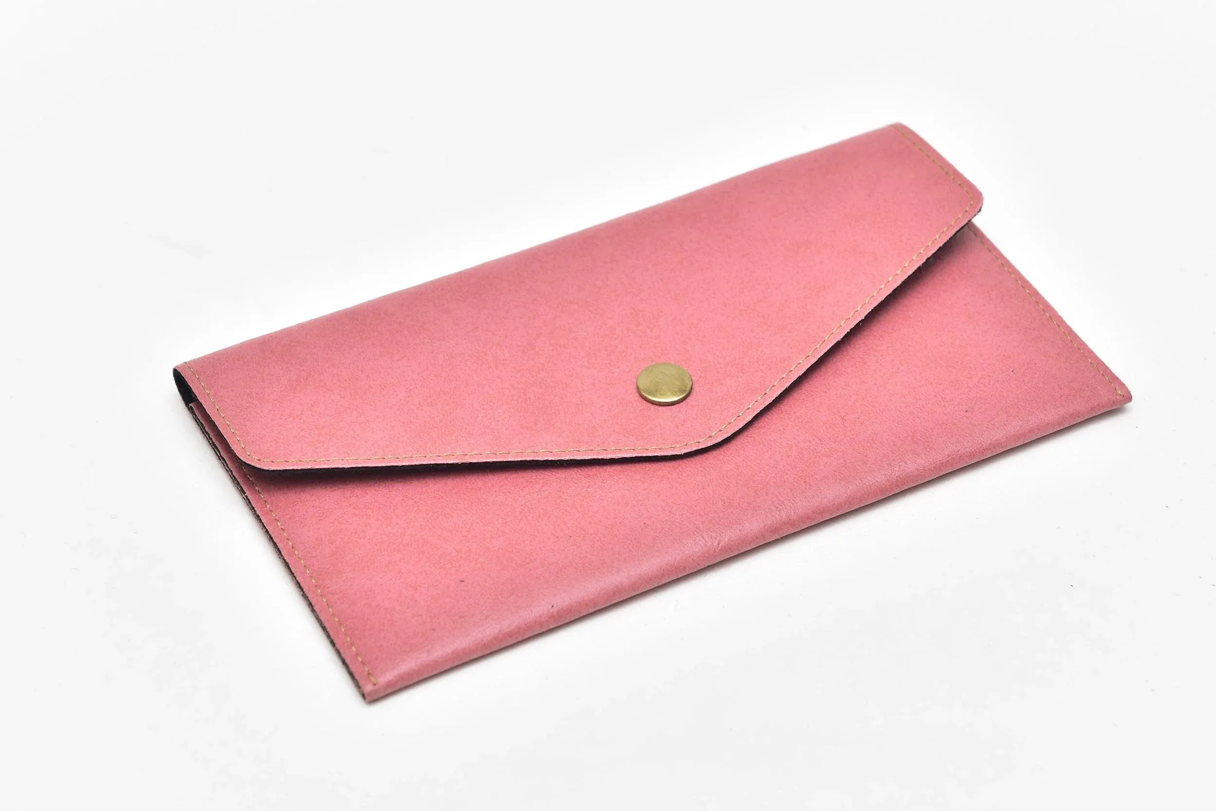 Classy Leather Customized Minimal Clutch with Charm (Peach)