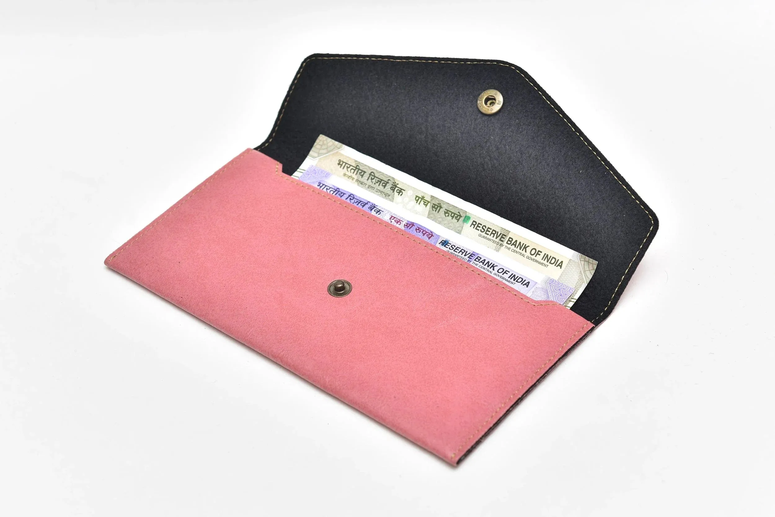 Classy Leather Customized Minimal Clutch with Charm (Peach)