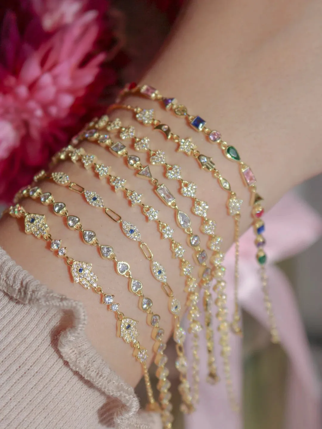 Colorful Multiple Gems 925 Silver Bracelet