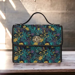 Cottagecore Floral witch Canvas Satchel bag, victorian crossed body purse, cute vegan leather strap hand bag victorian bag, victorian purse
