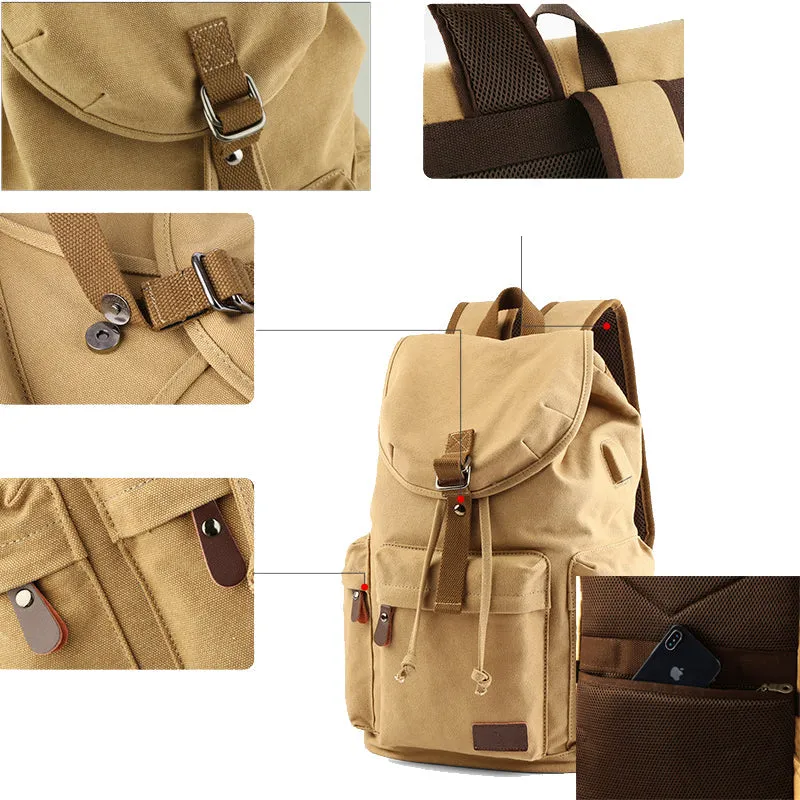 Cotton Canvas Backpack with USB Charging Port