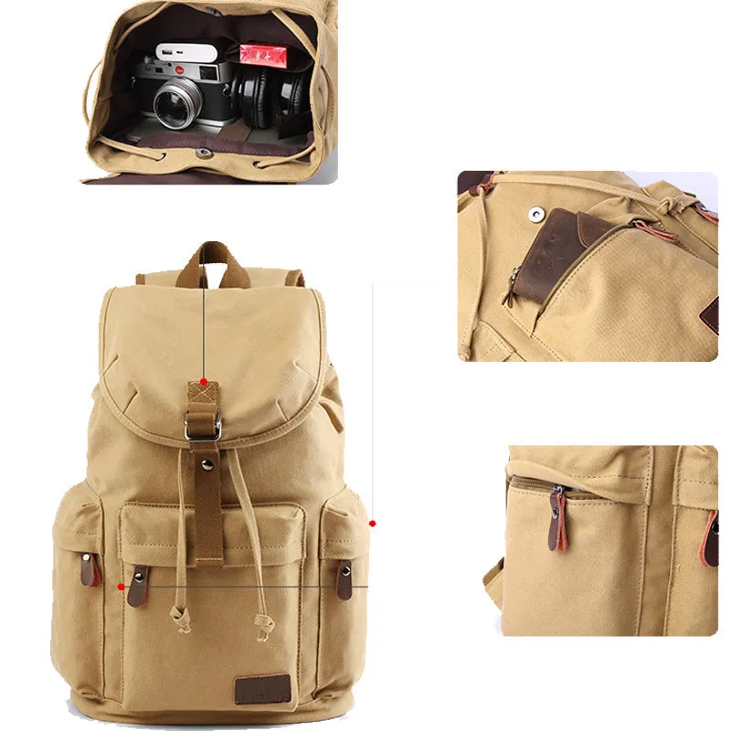 Cotton Canvas Backpack with USB Charging Port