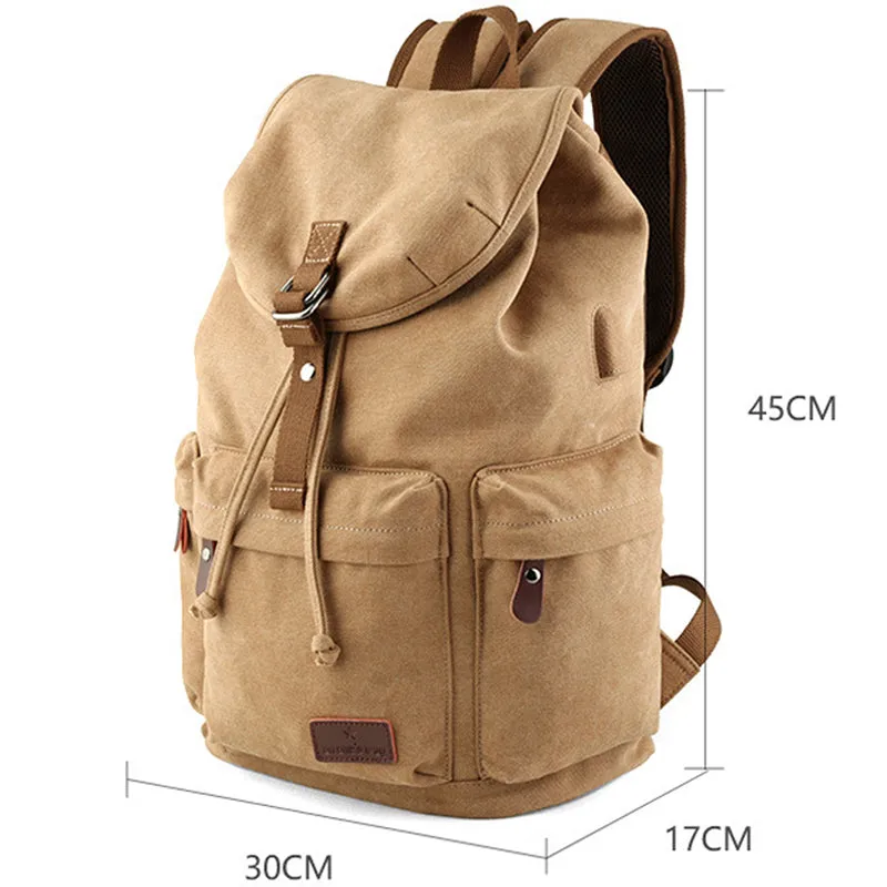Cotton Canvas Backpack with USB Charging Port