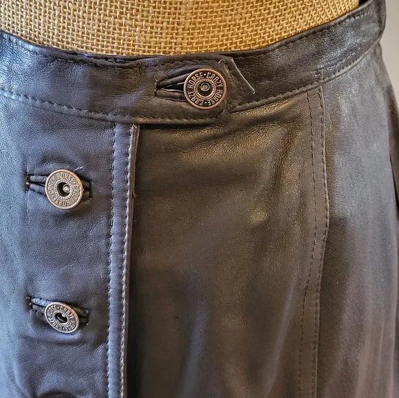 Crazy Horse Leather Mini Skirt In Espresso Size 12