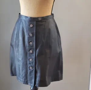 Crazy Horse Leather Mini Skirt In Espresso Size 12