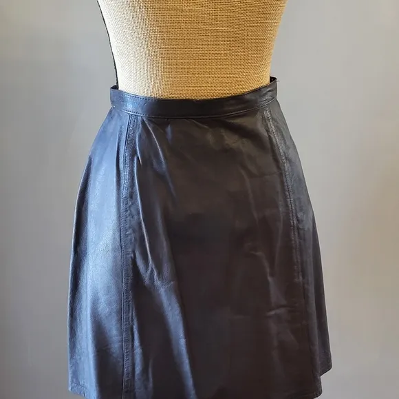 Crazy Horse Leather Mini Skirt In Espresso Size 12