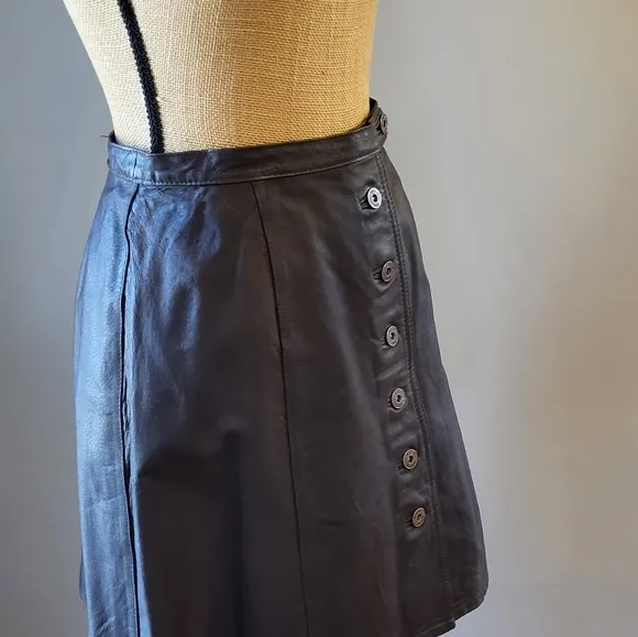 Crazy Horse Leather Mini Skirt In Espresso Size 12