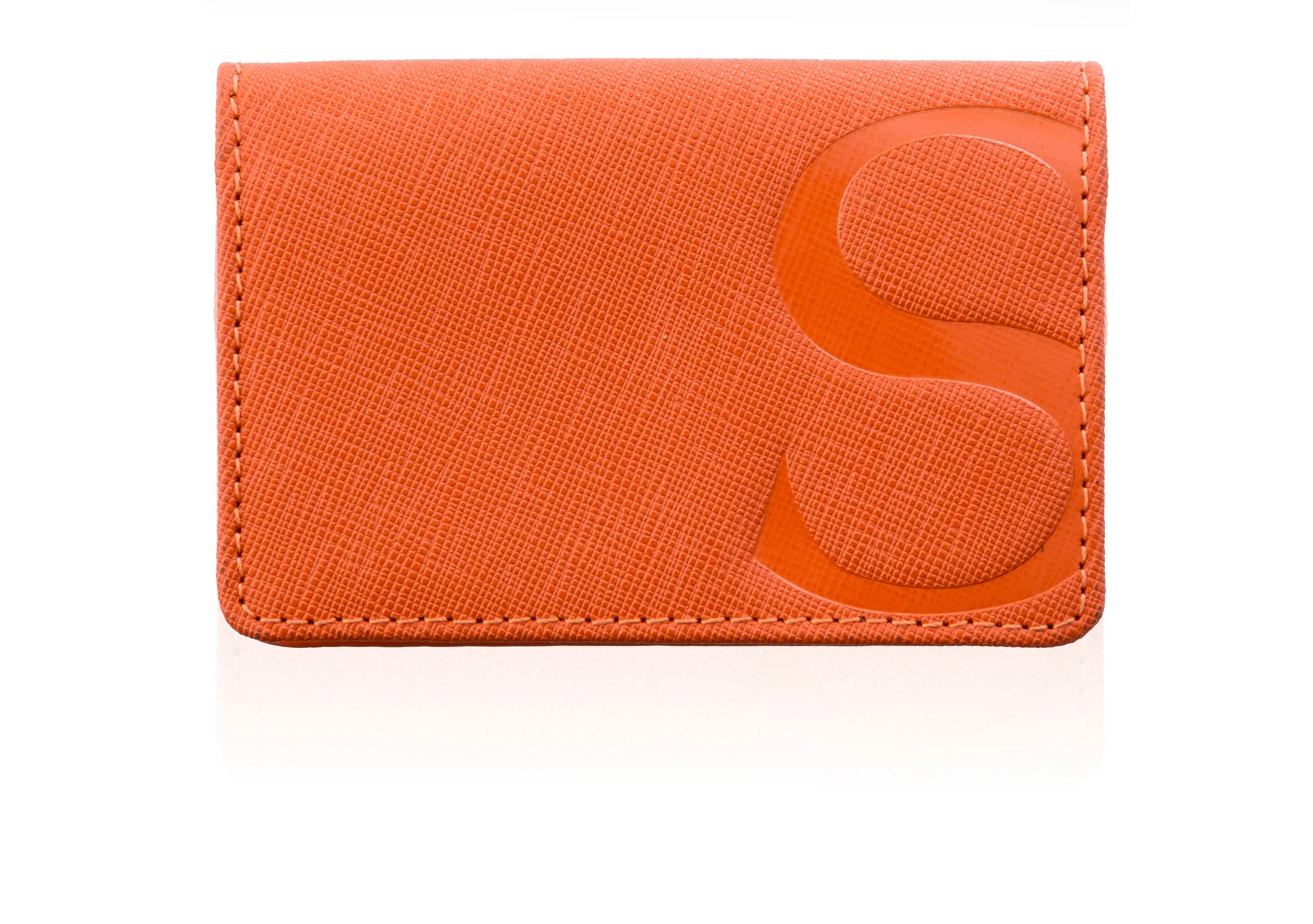 Credit Card Case in Red Textured Leather