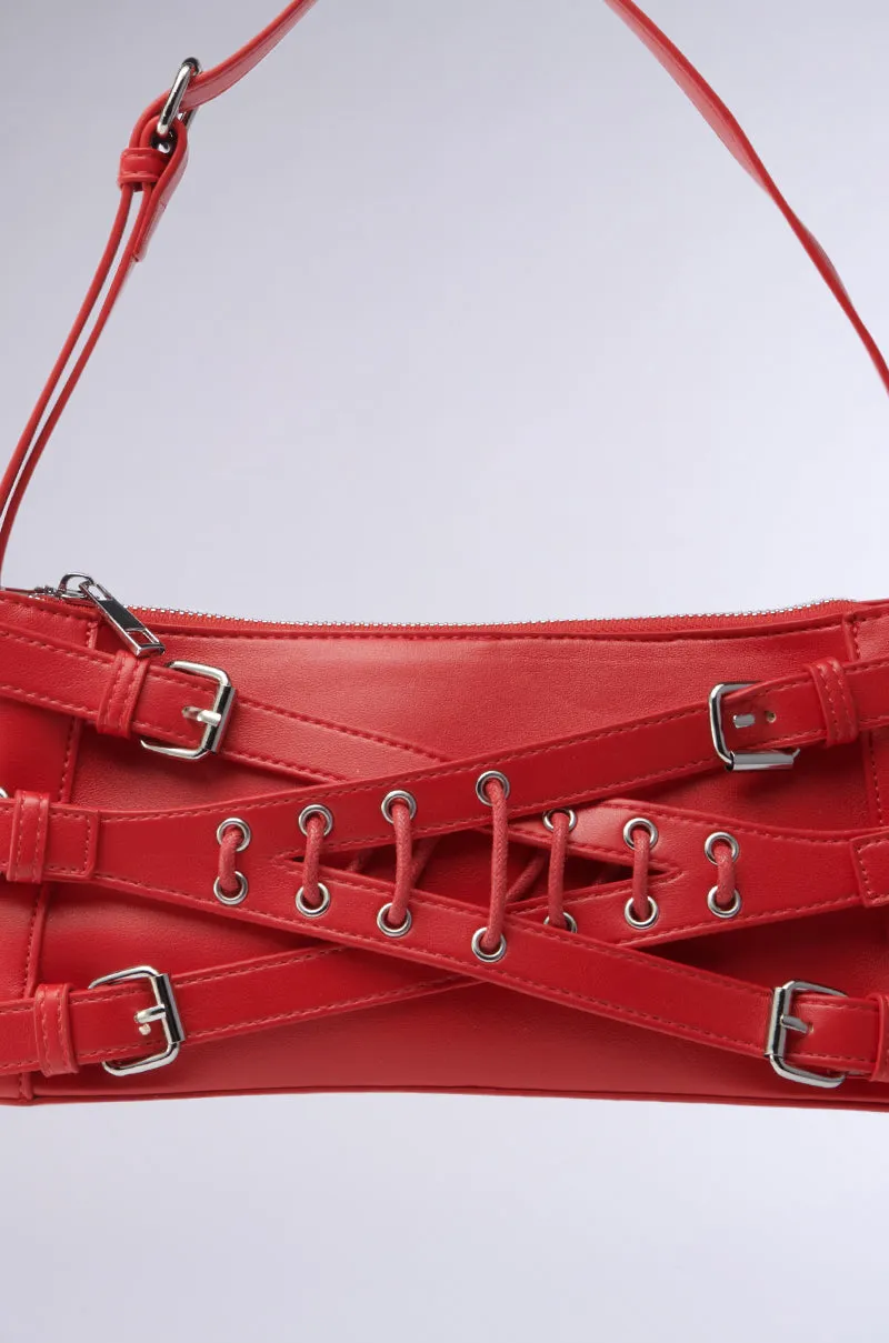 CROSSED OUT SHOULDER PURSE