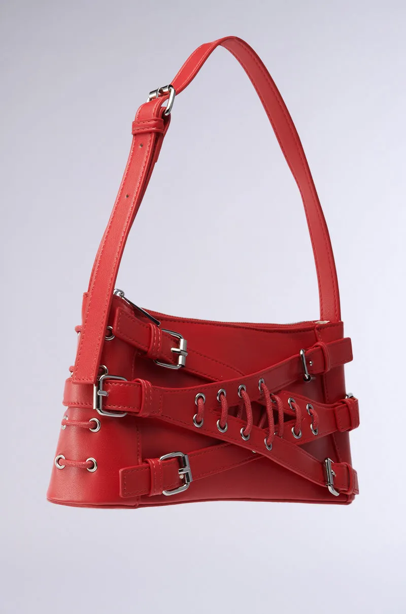 CROSSED OUT SHOULDER PURSE
