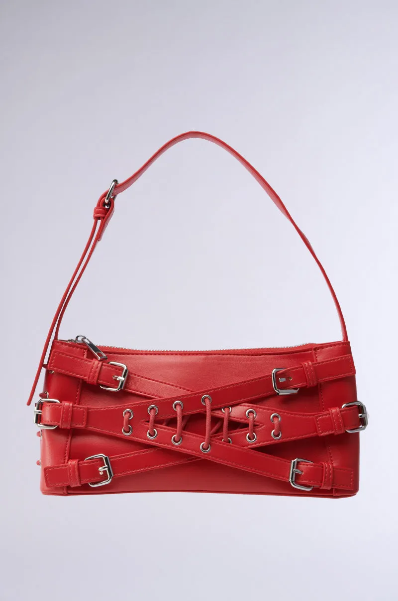 CROSSED OUT SHOULDER PURSE