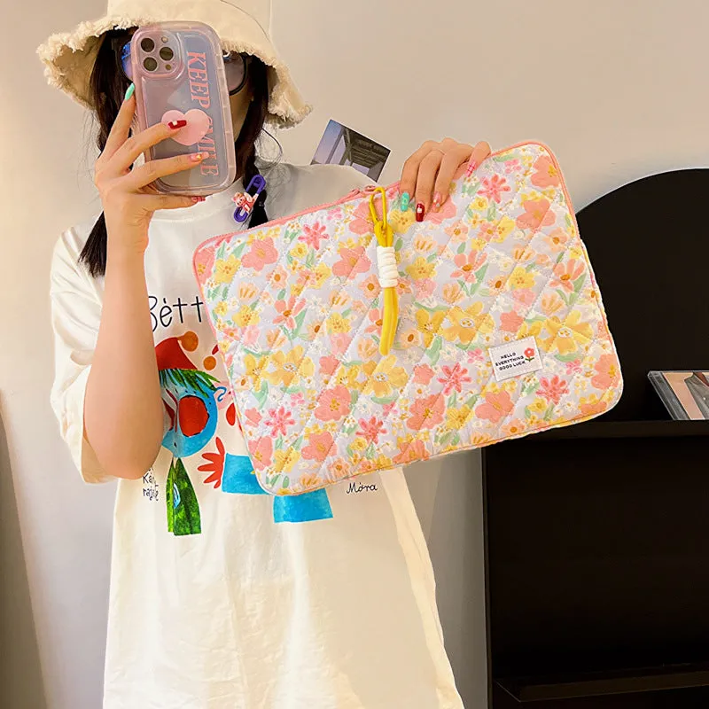 Cute Red&Yellow Floral Pink Daisy iPad Laptop Bag, 11/13/15inch iPad Sleeve, iPad Bag