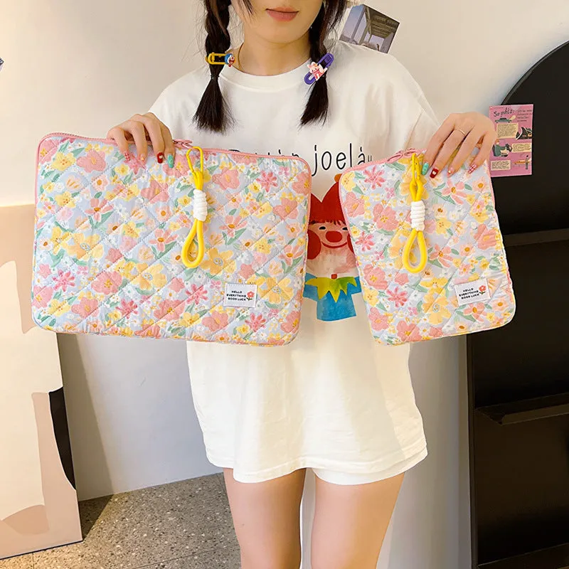 Cute Red&Yellow Floral Pink Daisy iPad Laptop Bag, 11/13/15inch iPad Sleeve, iPad Bag