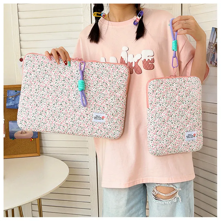 Cute Red&Yellow Floral Pink Daisy iPad Laptop Bag, 11/13/15inch iPad Sleeve, iPad Bag