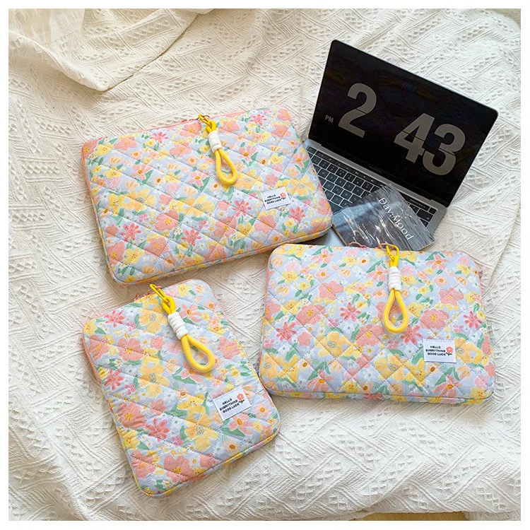 Cute Red&Yellow Floral Pink Daisy iPad Laptop Bag, 11/13/15inch iPad Sleeve, iPad Bag