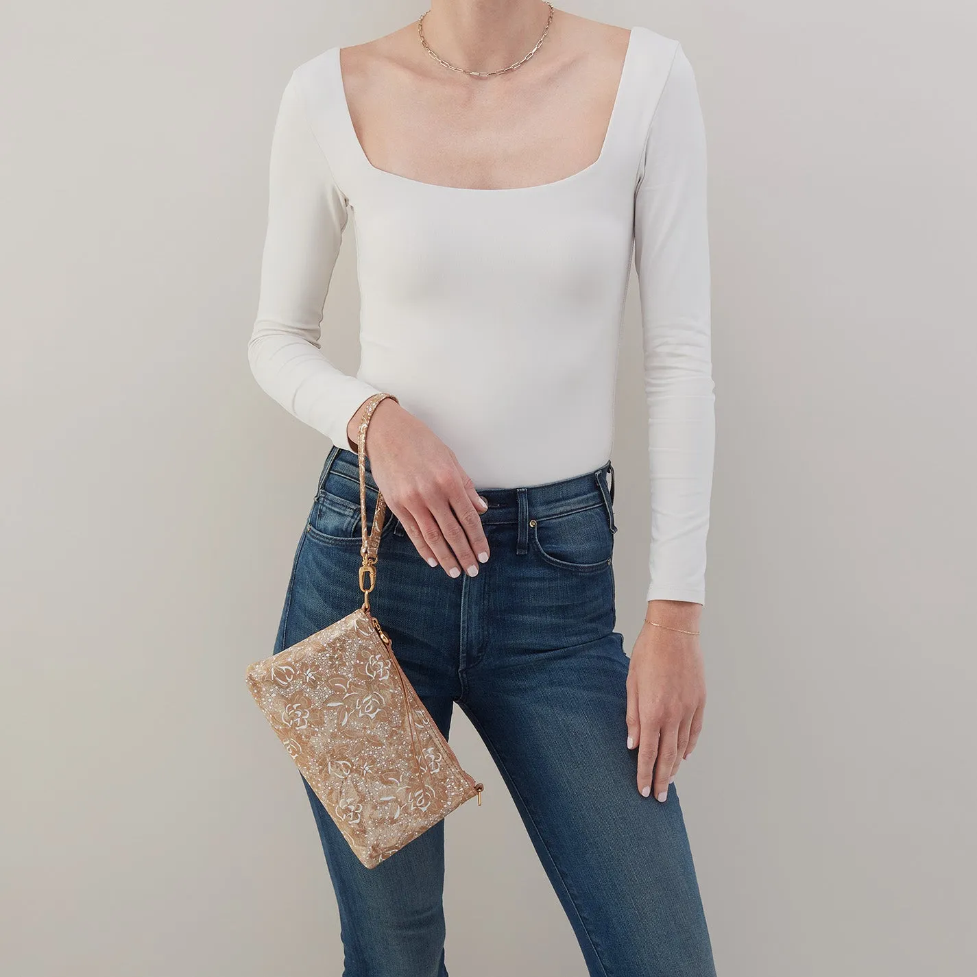 Darcy Crossbody In Printed Leather - Gilded Petals