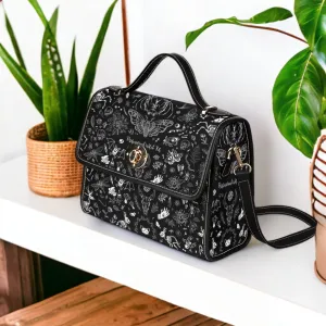 Dark Cottagecore Forest Satchel bag, Cute women gothic crossed body purse, cute vegan leather strap hand bag goth bag, hippies boho gift