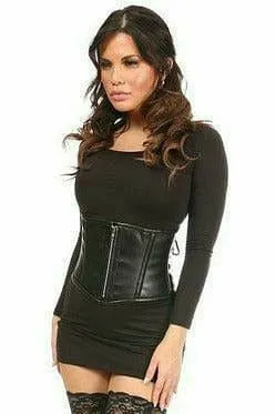 Deluxe Black Faux Leather Steel Boned Mini Cincher