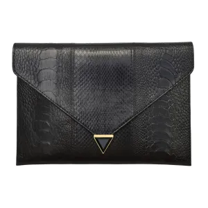 DIANE SNAKESKIN & OSTRICH LEG ENVELOPE CLUTCH