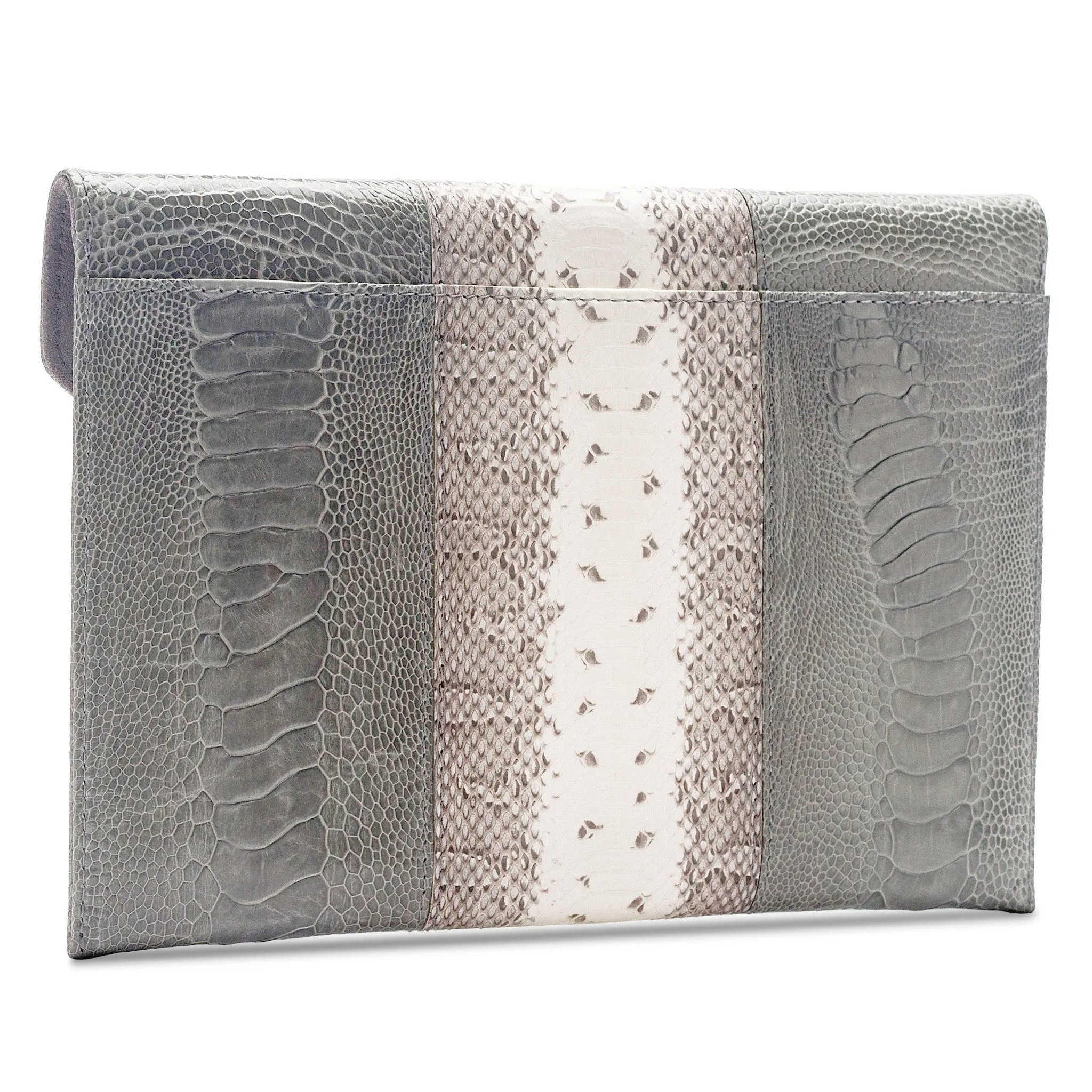 DIANE SNAKESKIN & OSTRICH LEG ENVELOPE CLUTCH