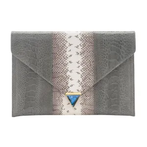 DIANE SNAKESKIN & OSTRICH LEG ENVELOPE CLUTCH