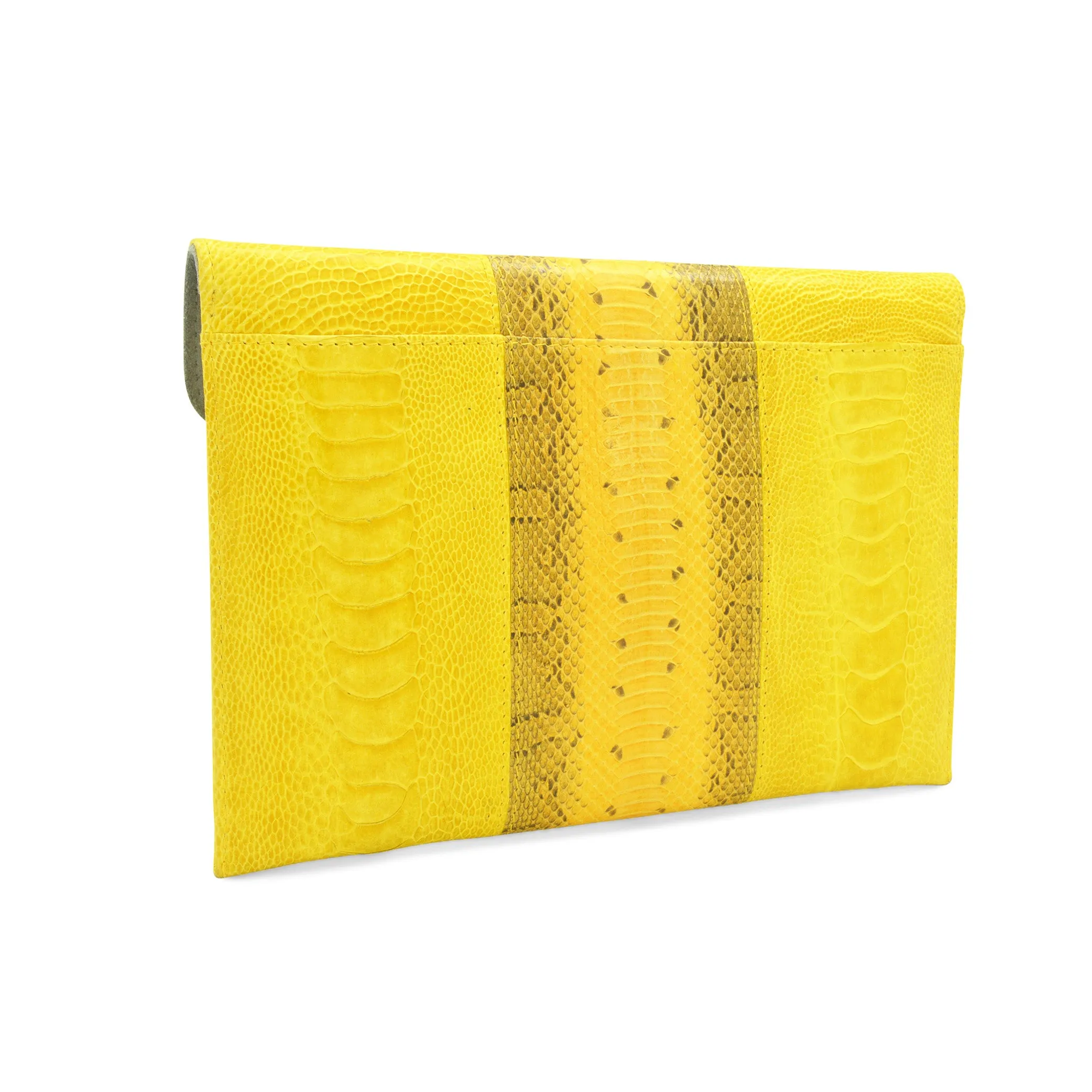 DIANE SNAKESKIN & OSTRICH LEG ENVELOPE CLUTCH