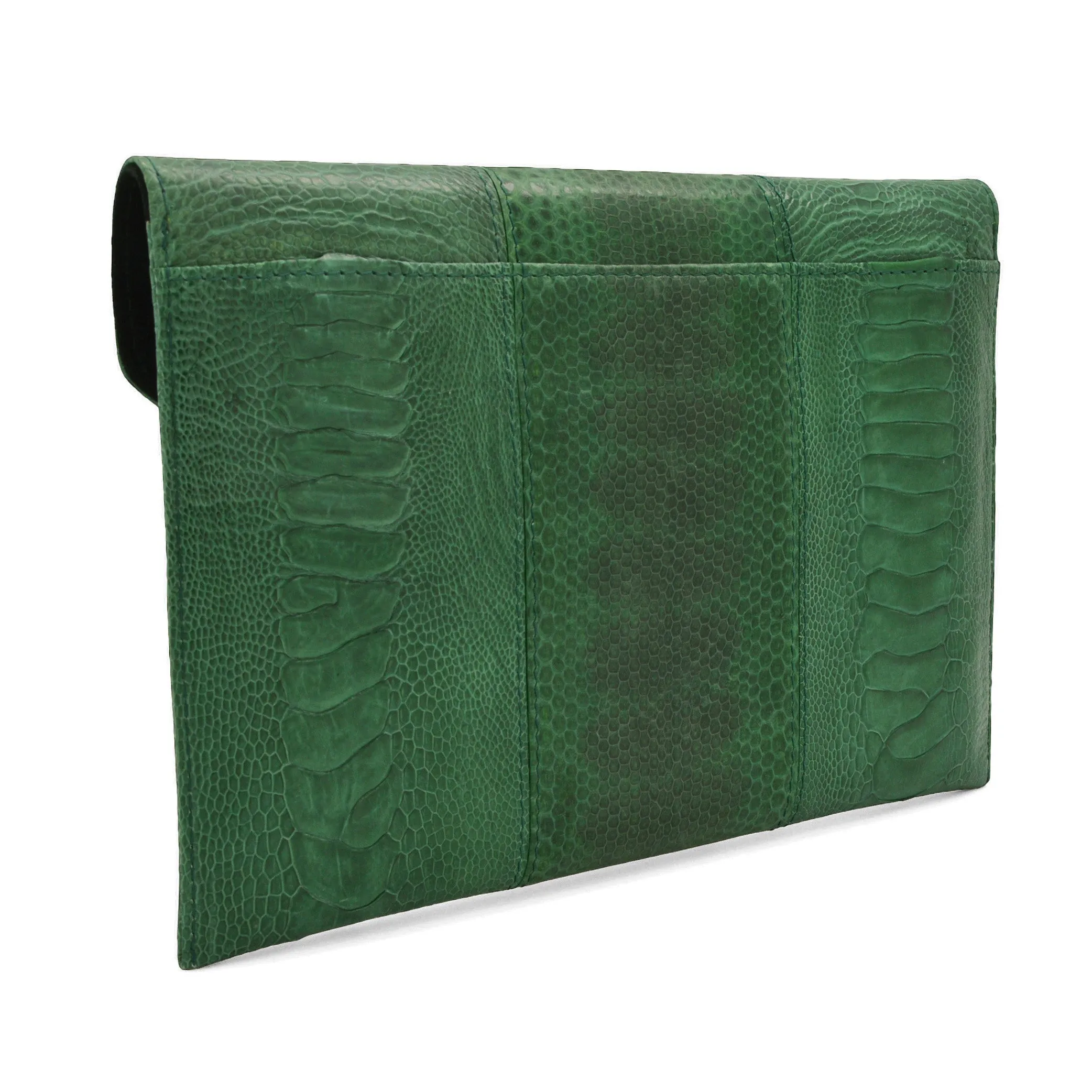 DIANE SNAKESKIN & OSTRICH LEG ENVELOPE CLUTCH