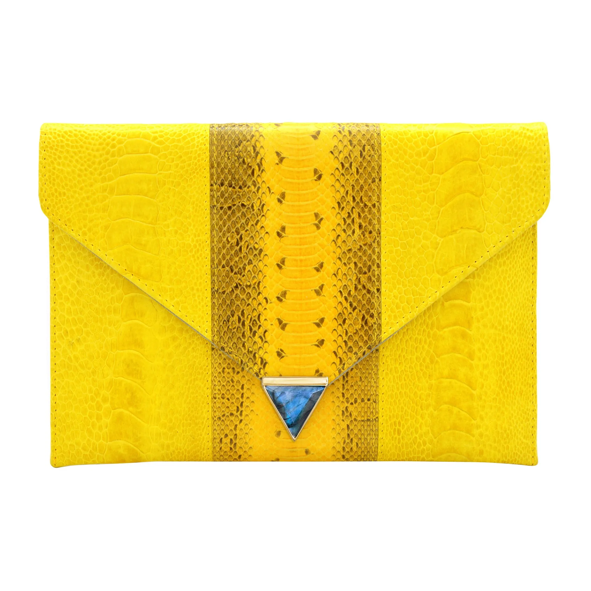 DIANE SNAKESKIN & OSTRICH LEG ENVELOPE CLUTCH